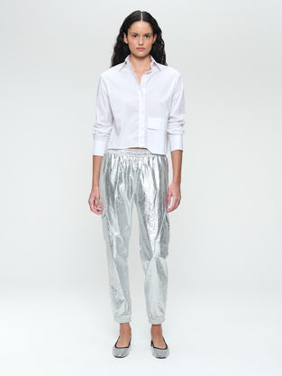 Alex silver shine foil pants