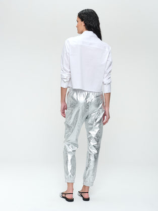 Alex silver shine foil pants