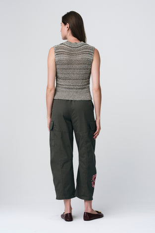 Twill utility embroidery pants