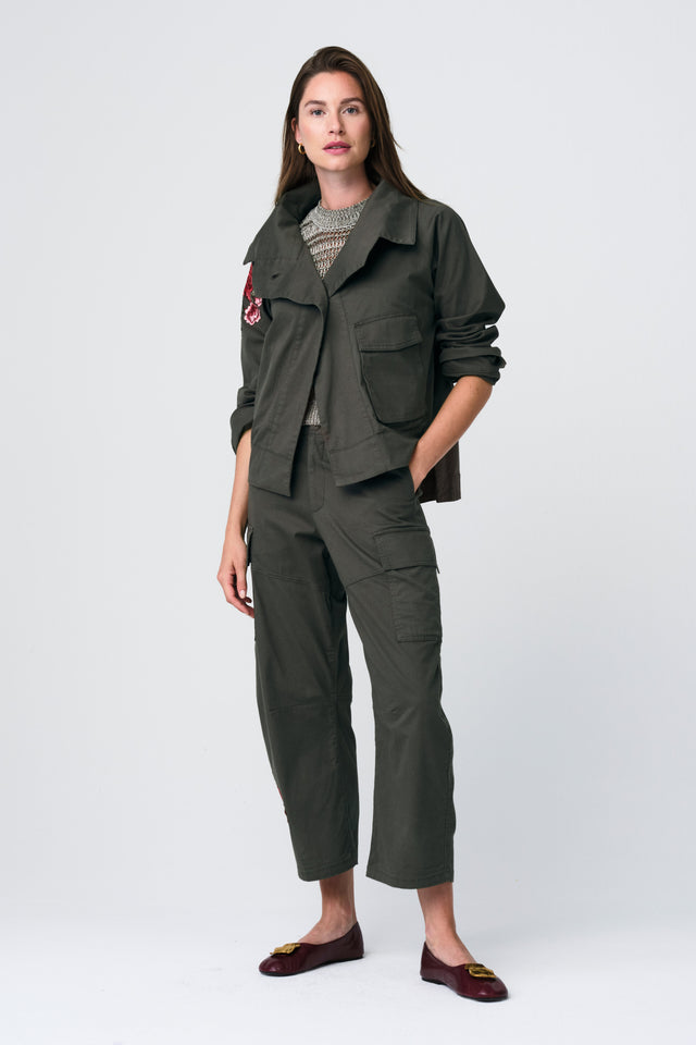 Twill utility embroidery pants