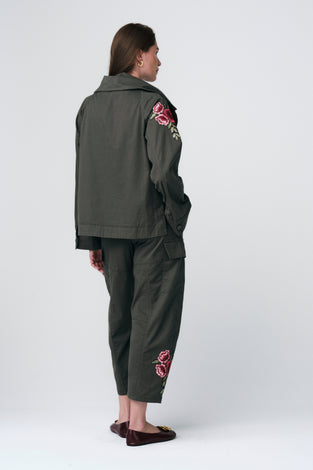 Twill utility embroidery pants