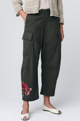 Twill utility embroidery pants